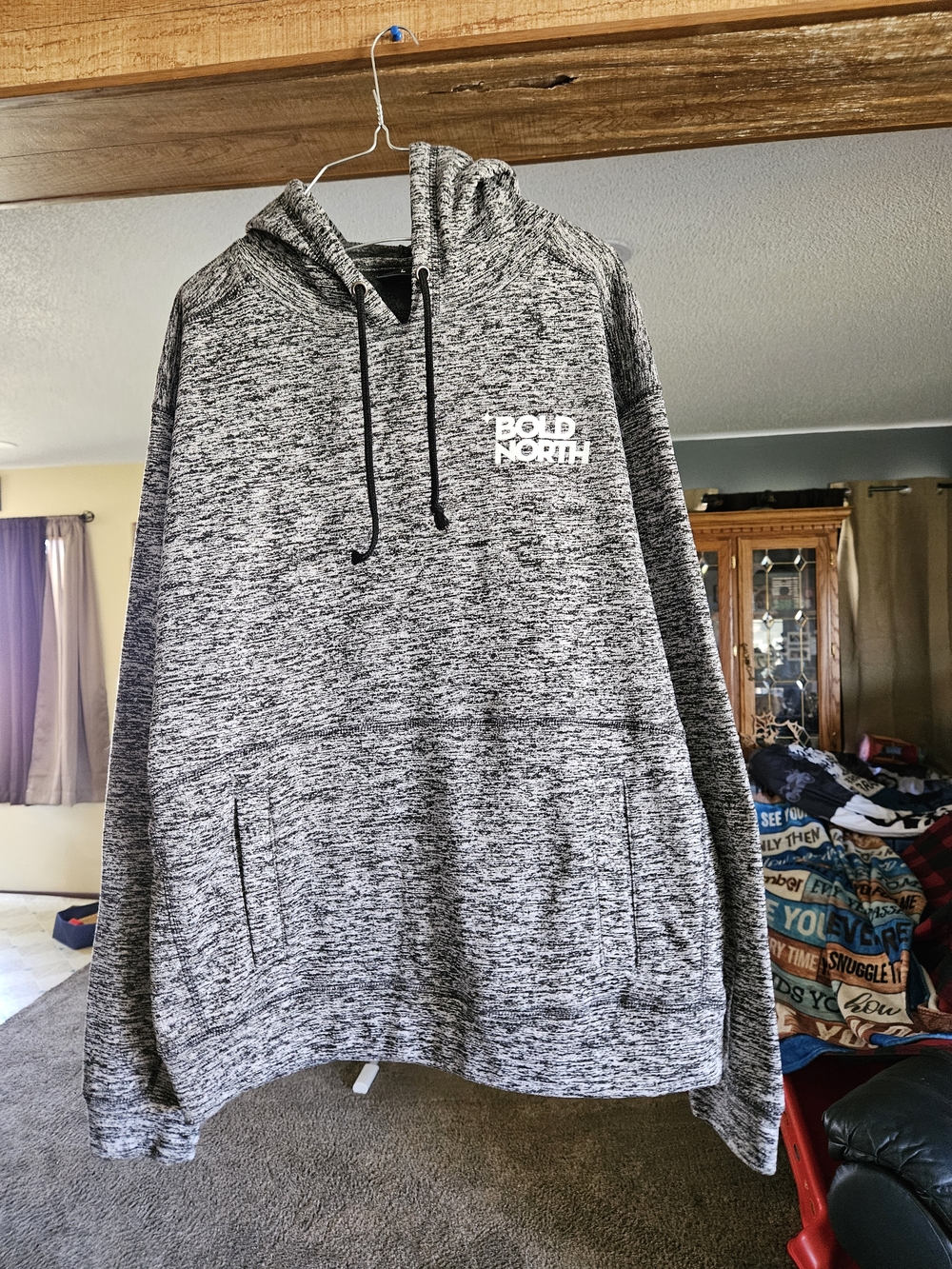 J. America Gray Marled Pullover Hoodie with Bold North Logo